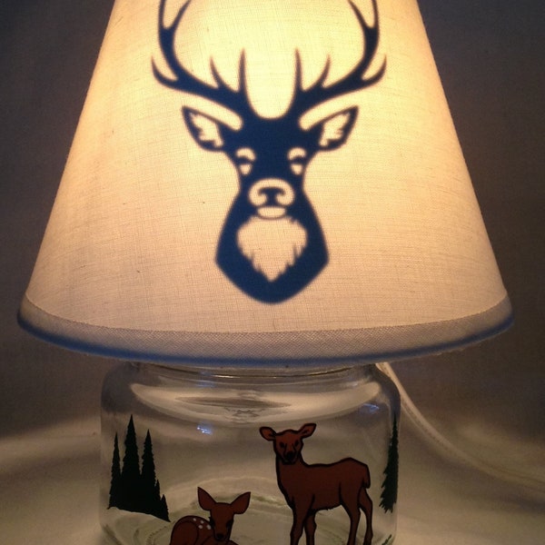 Mini mason jar night light - Deer influenced