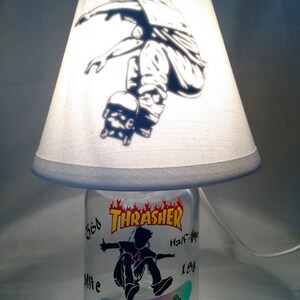 Mason jar small lamp, nightlight - Skateboarding influenced