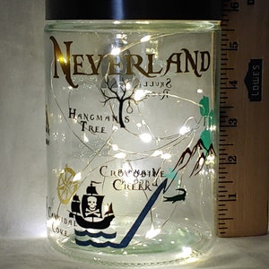 Large jar night light - Peter Pan Neverland influenced