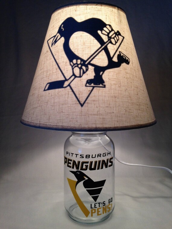 Any Team Mason Jar Lamp Pittsburgh Penguins Influenced Image 0