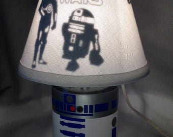 Mason jar small lamp, nightlight - Star Wars, R2D2 influenced, wrap around design