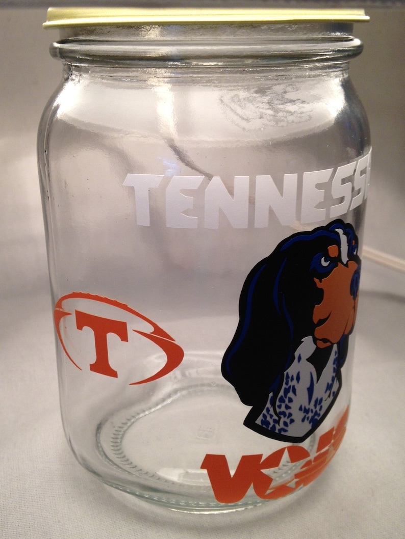 Any College Tennessee Volunteers influenced night light Mason jar small lamp