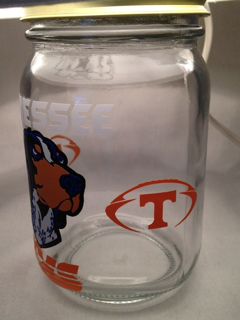 Any College Tennessee Volunteers influenced night light Mason jar small lamp