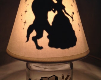 Mini mason jar night light - Beauty and the Beast influenced