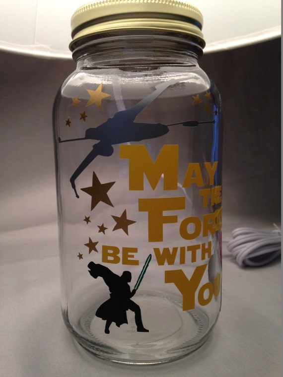 Darth Vader influenced Mason jar small lamp nightlight Star Wars