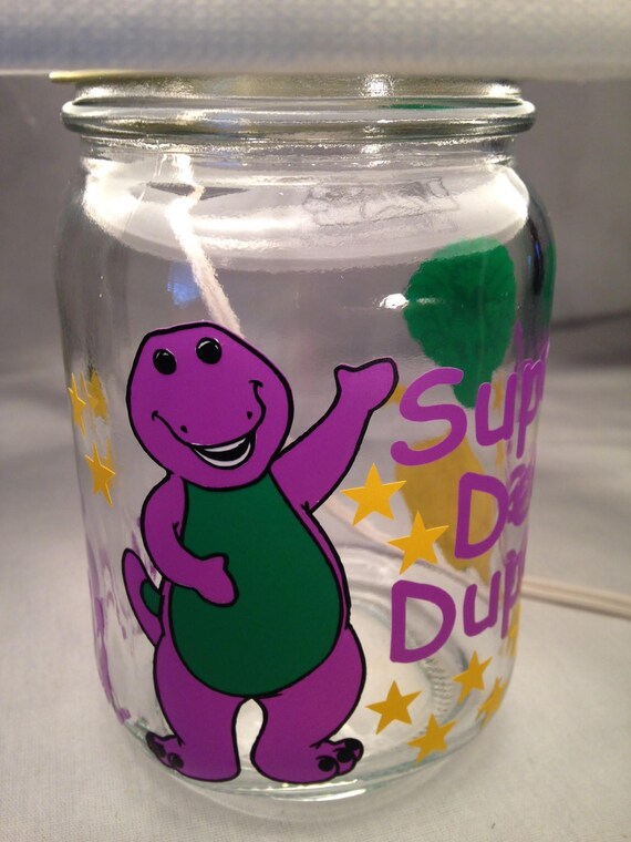 Barney influenced Mason jar small lamp nightlight
