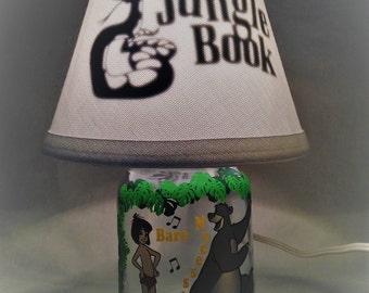 Mason jar small lamp, nightlight - Jungle Book influenced