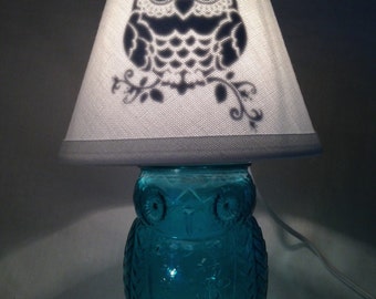 Owl mason jar small lamp