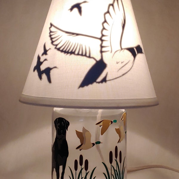 Mason jar small lamp, nightlight - Duck Hunting influenced