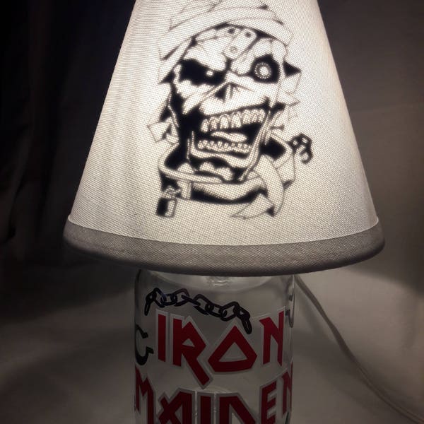 Mason jar small lamp, nightlight - Iron Maiden influenced