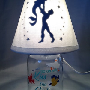 Mason jar small lamp, nightlight - Little Mermaid influenced