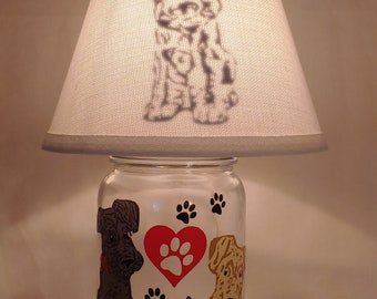 Mason jar small lamp, nightlight - Terrier influenced