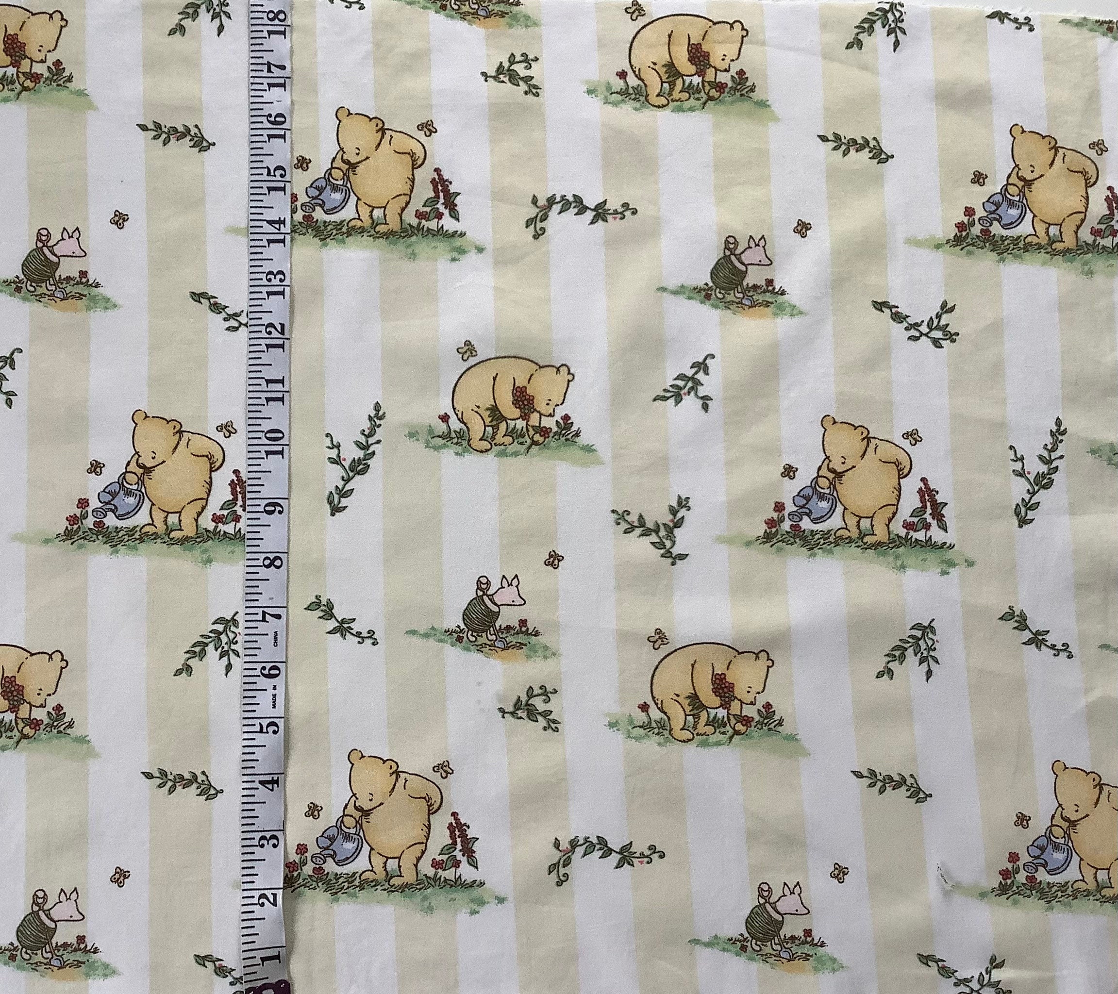 Classic Pooh Hunny Pots ECRU Quilt Fabric Panel Baby's Nursery NEW!