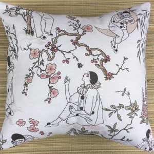 Pierrot The Clown Vintage Fabric Cushion Cover Art Deco