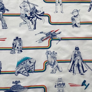 Star Wars Retro 80s Style Fabric FQ Tauntaun x-wing star destroyer millenium falcon boba Fett