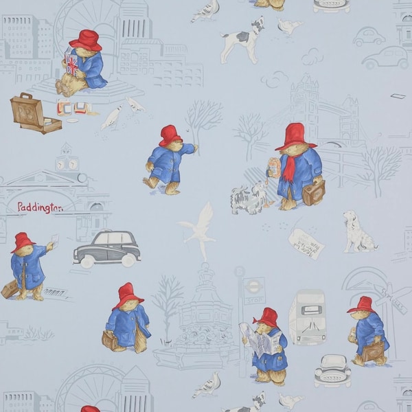 Paddington Bear Jane Churchill Wallpaper London Rare by the yard - Wall Art - Feature Wall - Crafting