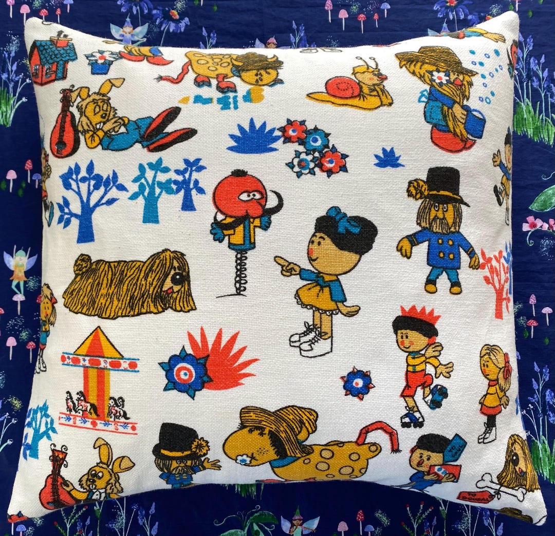 Magic Roundabout Florence Zebedee Dougall Vintage Fabric Cushion Cover ...