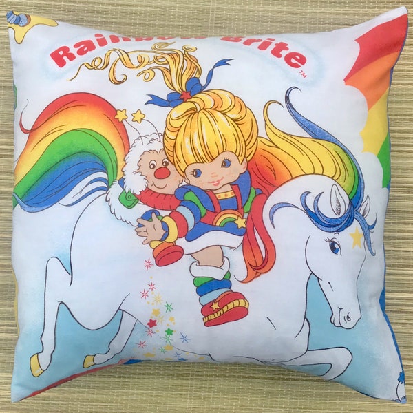 Funda de cojín de tela vintage Rainbow Brite