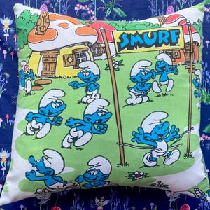 The Smurfs Vintage Fabric Cushion Cover