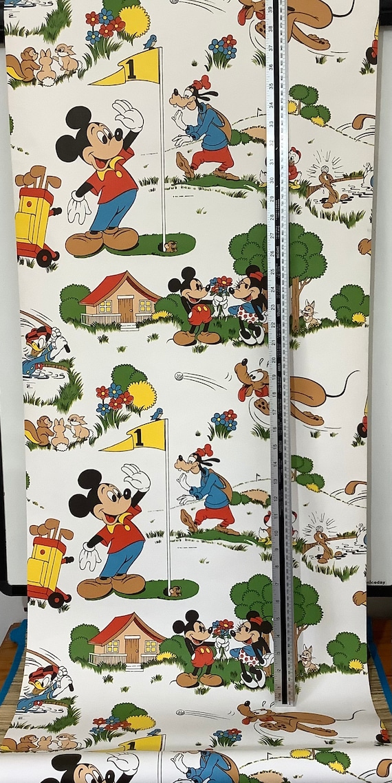 Disney Mickey Minnie Golf Vintage Wallpaper Rare by the Yard