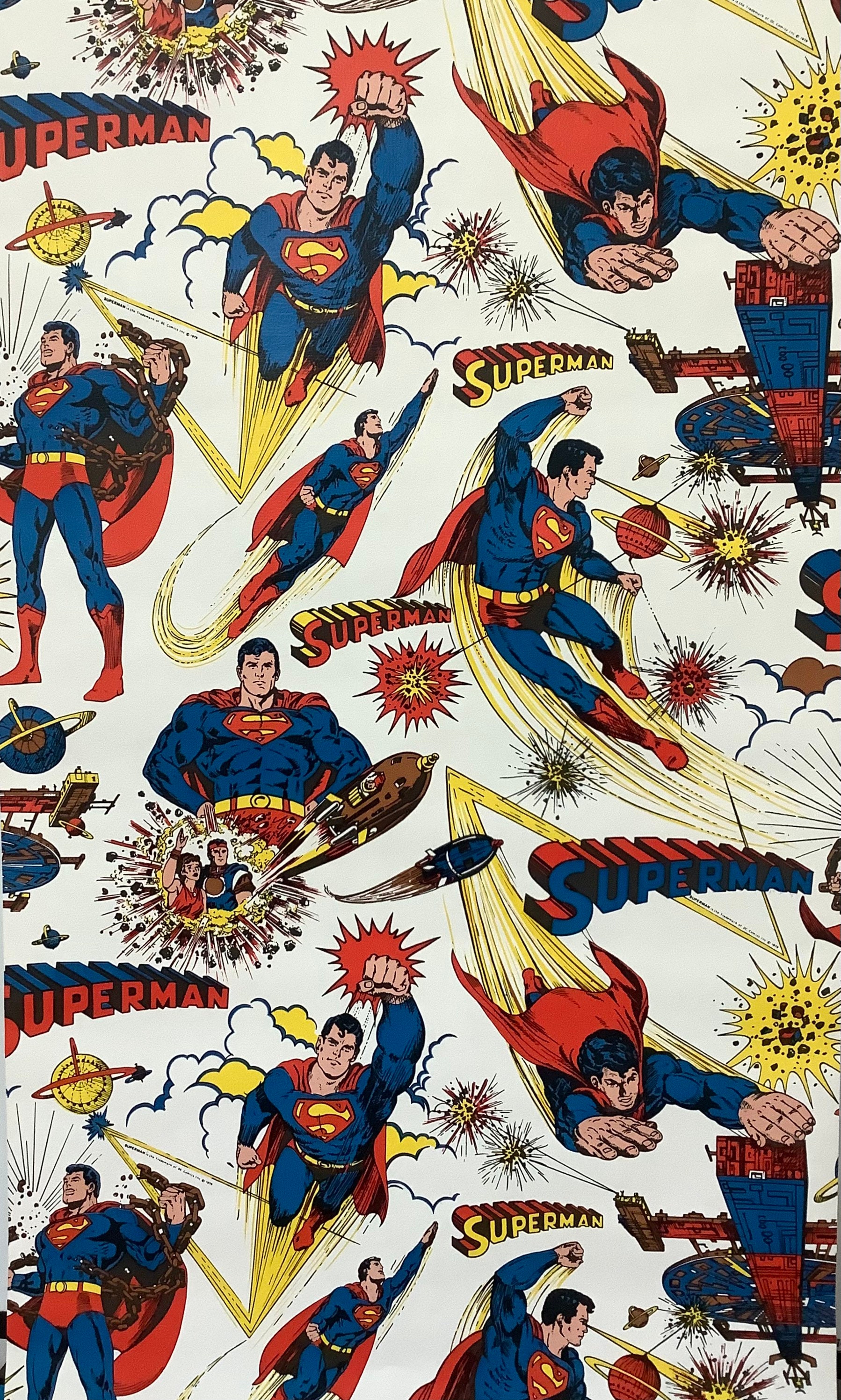 Superman DC Comics Universe Vintage Wallpaper Rare by the Yard - Etsy UK