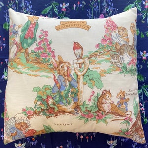 Peter Rabbit Jeremy Fisher Vintage Fabric Cushion Cover