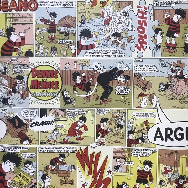 The Beano Dennis The Menace Gnasher Vintage Wallpaper by the yard - Feature Wall - Paper Crafting - Wall Art