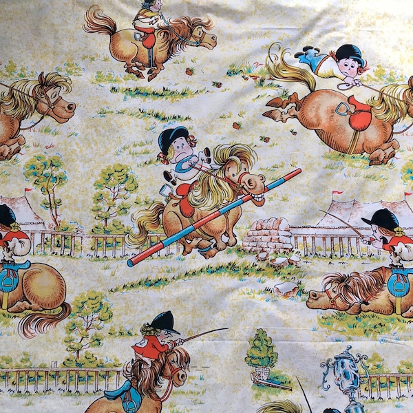 Thelwell Fabric Poney Officiel yard Horse Equestrian - motif vintage