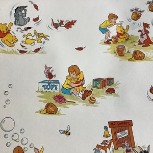 Winnie The Pooh Disney Vintage Wallpaper by the yard - Wall Art - Paper Crafting - Feature Wall