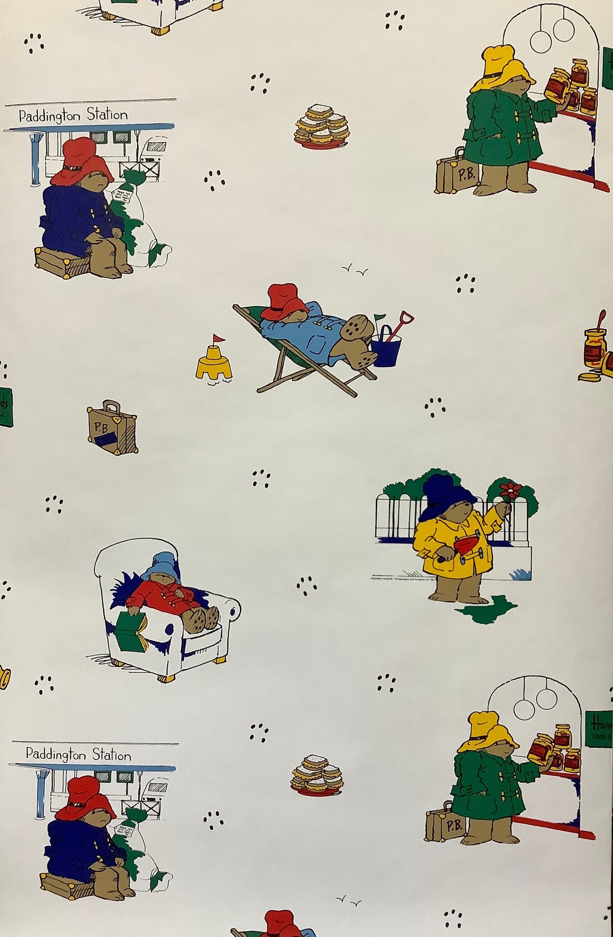 Paddington Bear Vintage Wallpaper Rare By The Yard Wall Art Etsy 日本