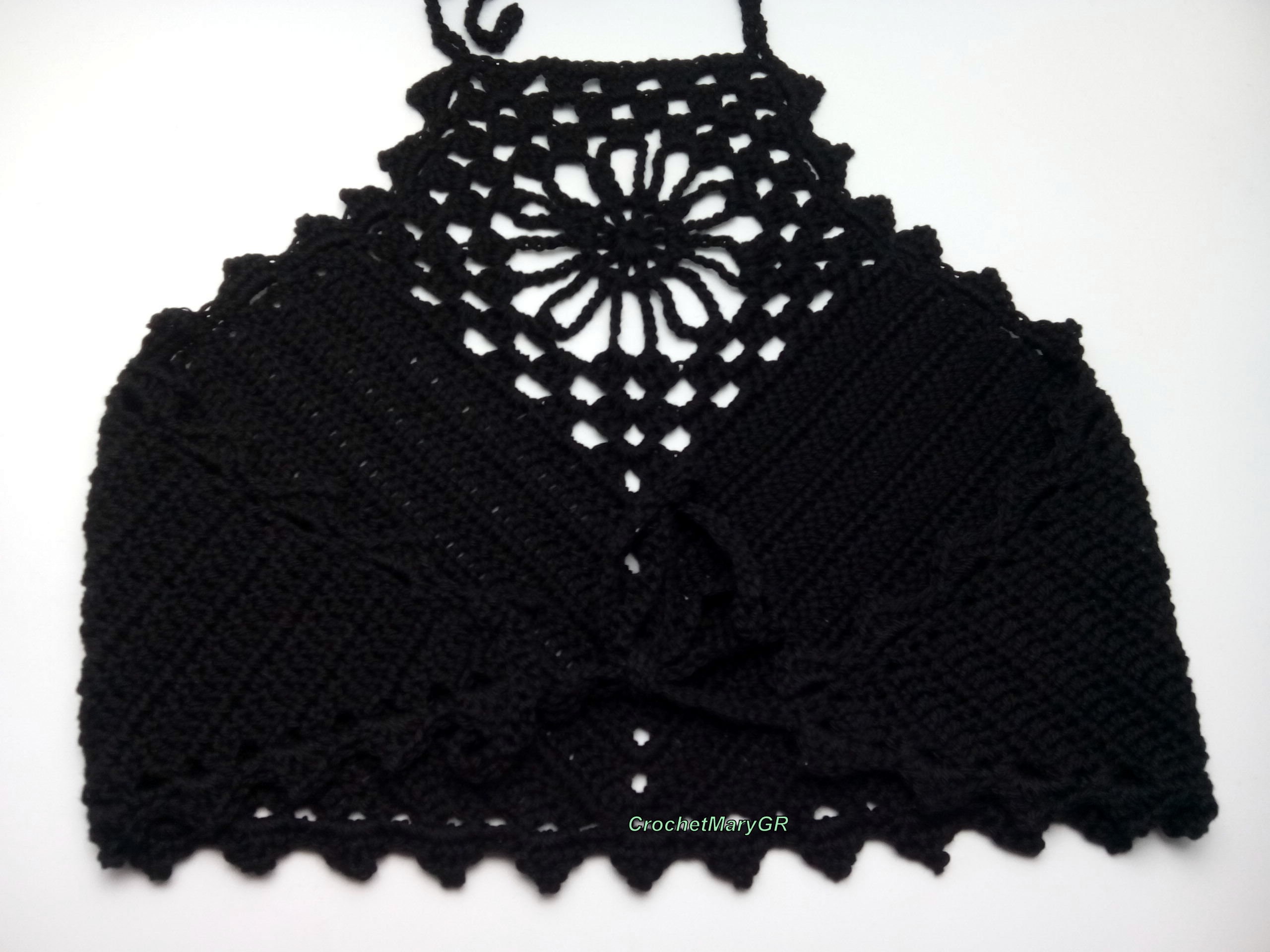 トップス oll kyoto Emma crochet bustier Black Top in crochet