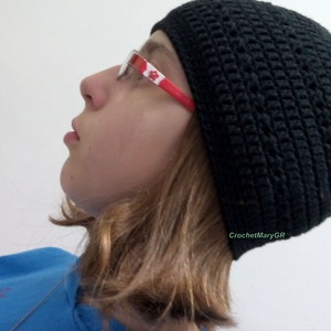 Black Summer Beanie Slouchy Crochet Hat Men and Women Handmade