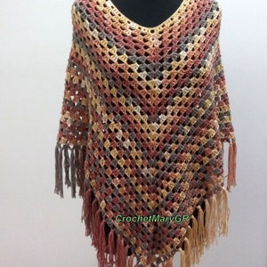 Crochet Ponchos, Lightweight Sweater, Oversize sweater, Colorful Women's Crochet Sweater,Boho Poncho, Gift For Her,Hand Knit Tasseled Poncho