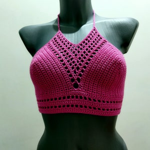 Purple Crochet Bralette Crochet Bikini for D Cup, Bustier Top, Plus ...