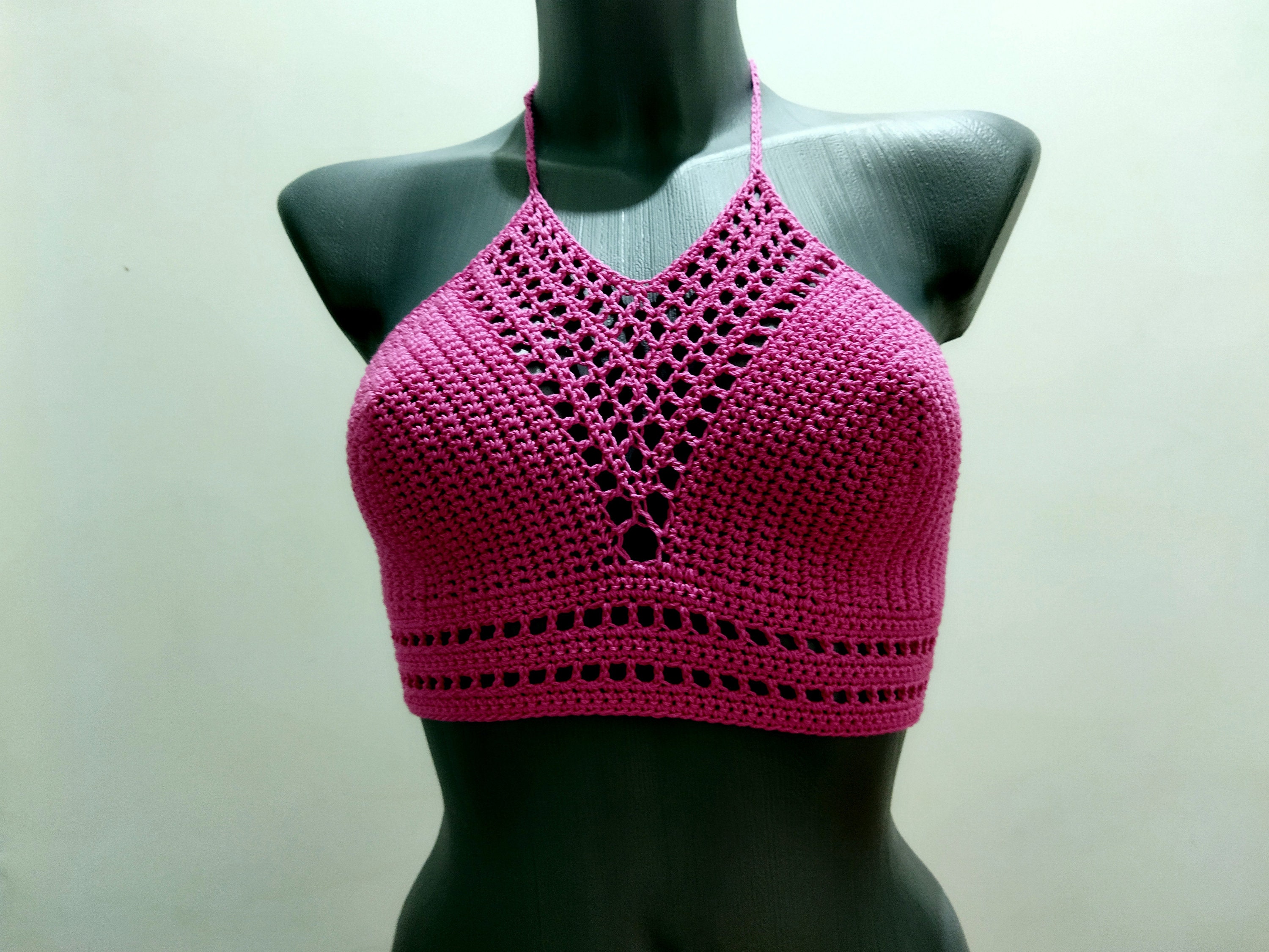 Purple Crochet Bralette Crochet Bikini for D Cup Bustier Top - Etsy