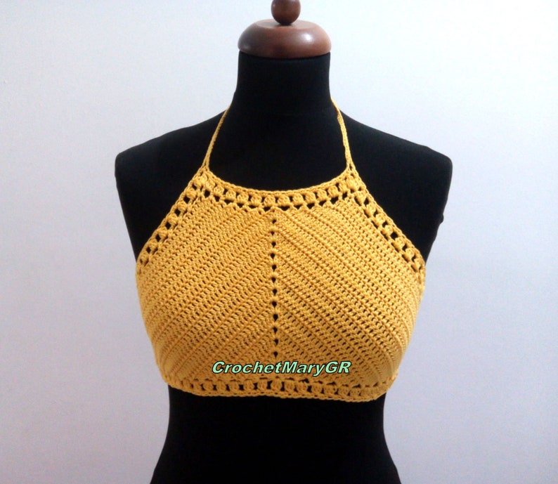 Handmade Crochet Bralette Crop Top in Yellow | Etsy