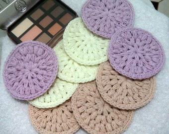 Crochet Face Rounds - Face Scrubby Set - Reusable Cotton Face Scrubbies - Makeup Remover Pads - Crochet Cotton Coaster Set of 3- Puff Stitch