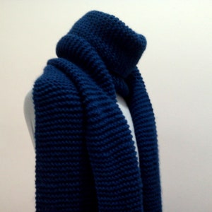 Hand Knitted Wool Cable Knit Scarf: Light Blue Unisex Neck Wrap