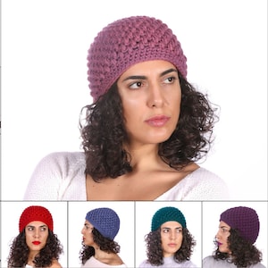 Solid Color Hat, Color Choice Bumpy Beanie Hat, Soft Crochet Beanie, Wool Puff Stitch Hat