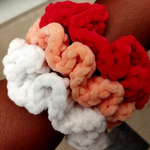 Large Βulky Crochet Scrunchie | Handmade Velvet Yarn Hair Tie | Jumbo Soft Stretchy Hair Accessory | Gift for Girls and Women Hand Made