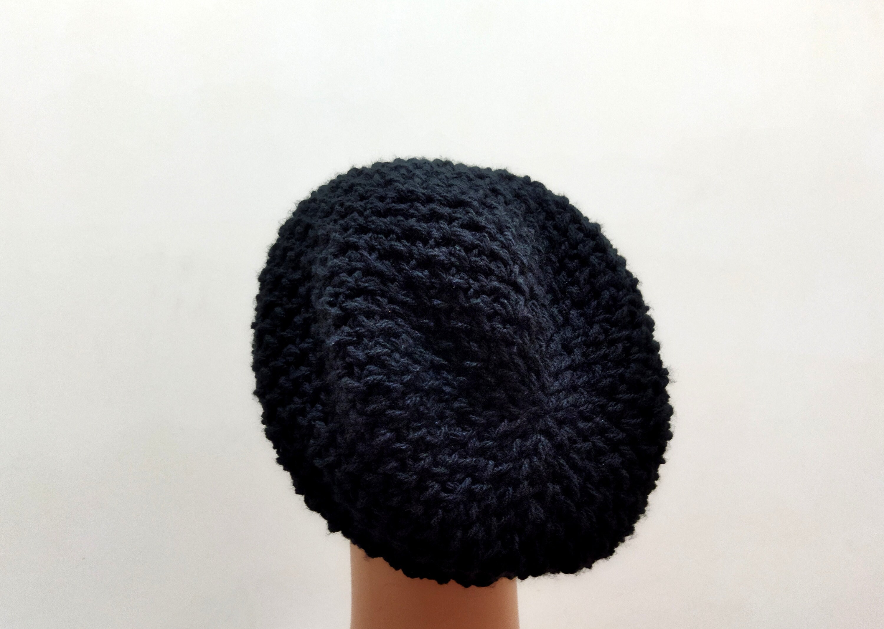 Black Crochet Slouchy Beanie: Boho Oversized Knit Hat - Etsy