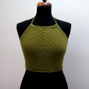 Crochet top Crochet Halter top, Green Khaki top, Crochet tops, Willow Halter top, Croptop Crochet, Homemade summer crochet clothes for women