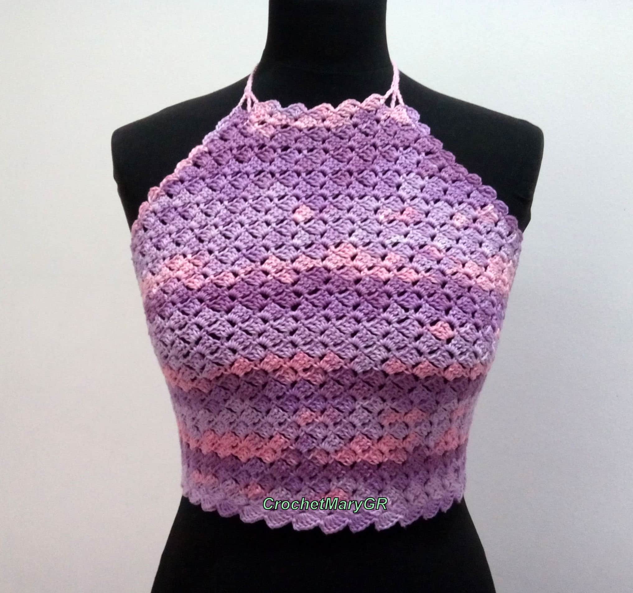 Purple Lilac Crochet Top Crochet Crop Top, Pink Violet Top