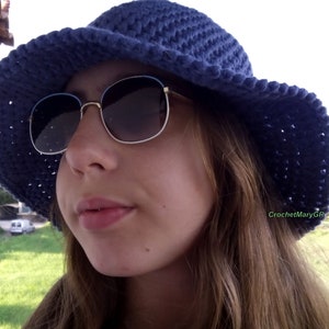 Crochet Sun Hat: Wide Brim Cotton Beach Hat