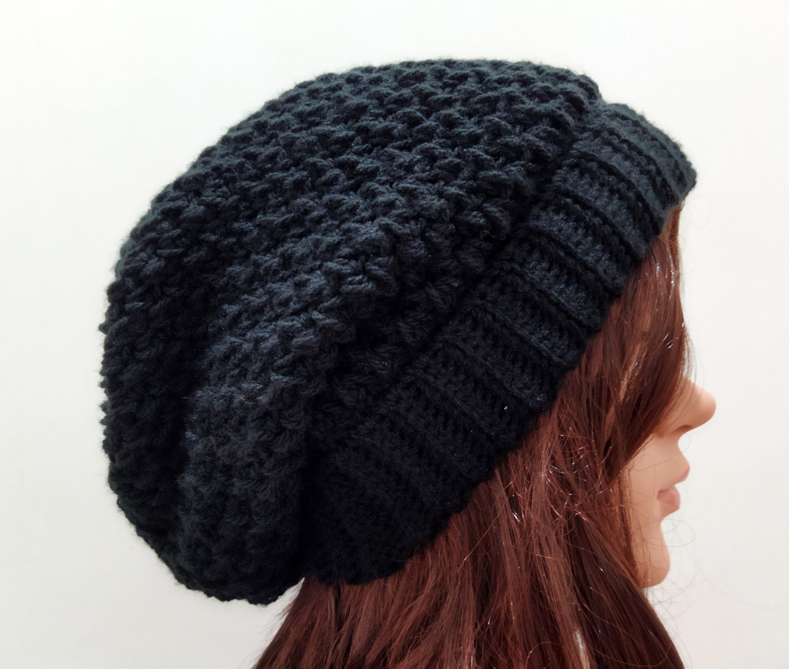 Women\'s Crochet Knitted Style Beanie Slouchy Hat Black 01 Chloe Crochet Beanie - Black | Levi main image 3