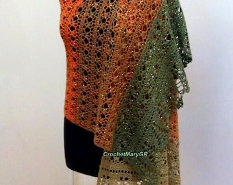 Rectangular Shawl, Rectangle Shawl, Crochet shawl, Bridal Wrap shawl, Evening Cover Up Crochet Dyed Clothes Women, Bridesmaid gifts handmade