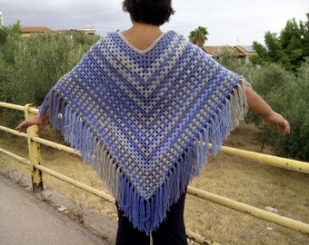 Crochet Poncho Crochet With Fringes Wool Poncho Boho -