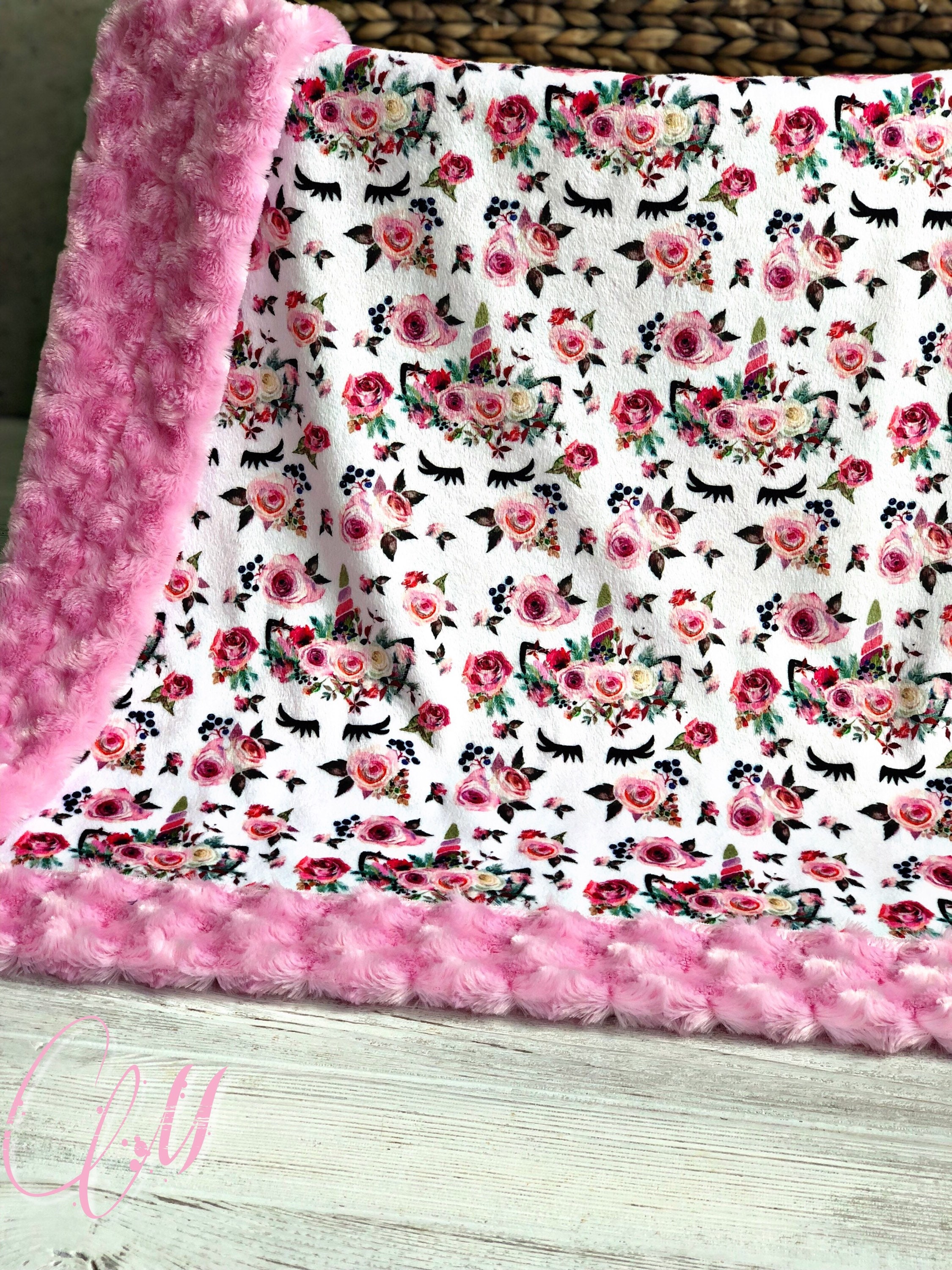 Unicorn Minky Baby Blanket Crib Blanket Twin Blanket Etsy