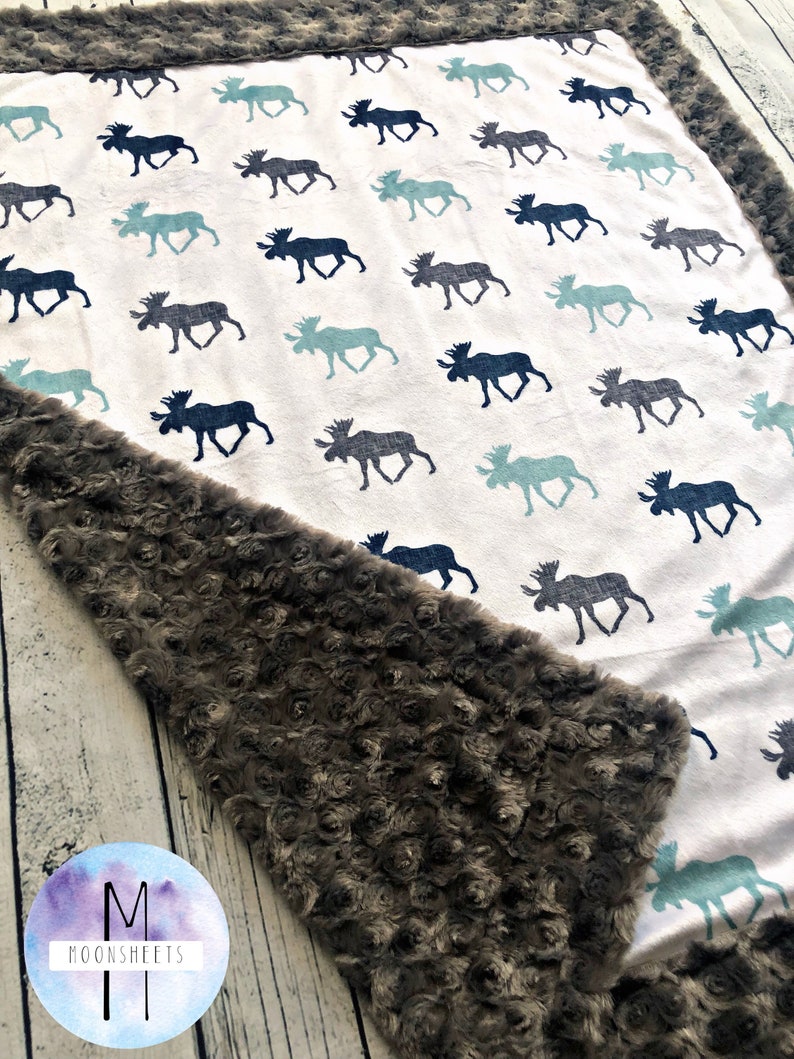 Moose Minky Baby Blanket Adult Blanket Twin Blanket Lumberjack Blanket Crib Blanket