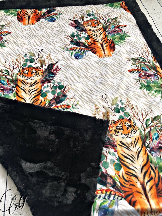 Tiger Minky Baby Blanket Baby Blanket Crib Blanket Adult Etsy